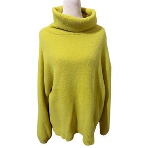 Oliver.O Anthropologie L Marigold Yellow Soft Chunky Turtleneck Sweater Cozy